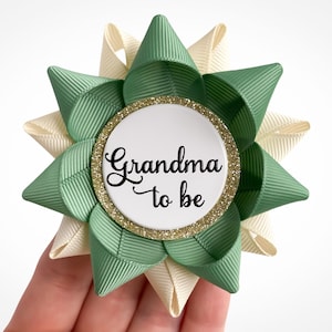Sage Green Baby Shower Pins, Sage Baby Shower Decorations, Sage Flower Pins, Grandma to be Gift, Granny, Grandpa, Sage Green and Ivory