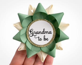 Sage Green Baby Shower Pins, Gender Neutral Decorations, Grandma to be Gift