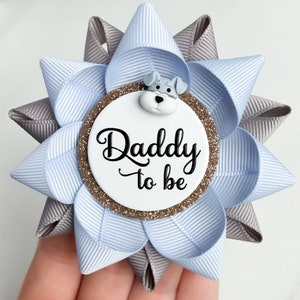 Puppy Dog Baby Shower, Blue Puppy Baby Shower Decorations Daddy to be Pin, Blue Baby Shower, Custom Party Favors, Ice Blue and Gray with Dog