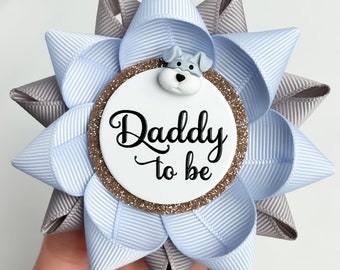 Puppy Dog Baby Shower, Blue Puppy Baby Shower Decorations Daddy to be Pin, Blue Baby Shower, Custom Party Favors, Ice Blue and Gray with Dog