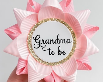 Pink and Gold Baby Shower Decorations Grandma to be Pin, Custom Baby Shower Favors, Baby Girl Shower Ideas, Girl Baby, Pale Pink and Pink