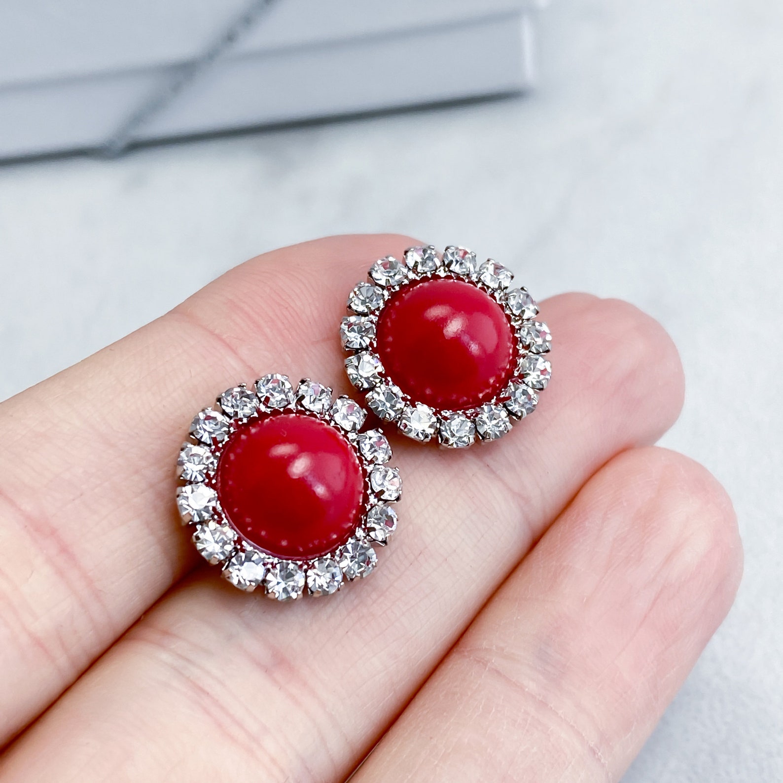 Cherry Red Earrings Ruby Red Stud Earrings for Women Red Etsy