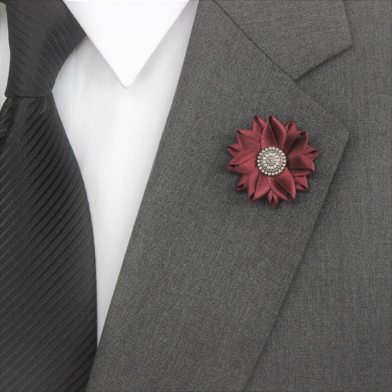 Mens Lapel Flower Pin, Burgundy Lapel Flower, Lapel Pin for Men, Mens Gift, Mens Stocking Stuffer, Suit and Tie Accessories, Mens Fashion Mens Lapel Flower Pin, Burgundy Lapel Flower, Lapel Pin for Men, Mens Gift, Mens Stocking Stuffer, Suit and Tie Accessories, Mens Fashion