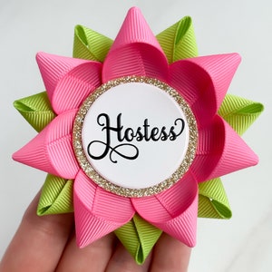 Hostess Gift, Hostess Pin, Baby Shower Hostess Gift Ideas, Custom Colors, Party Hostess Gift, Bright Pink and Apple Green