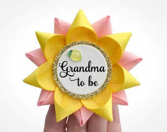 Pink Lemonade Theme Baby Shower Favor Pins, Pink and Yellow with Lemon