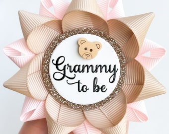 Pink Teddy Bear Baby Shower Decorations, Baby Girl Teddybear Theme Baby Shower Pins, Custom Pins, Bears Theme, Tan and Pale Pink with Bear