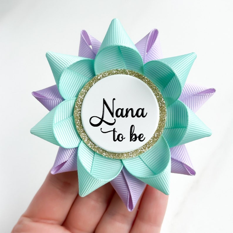 Gender Neutral Baby Shower Decorations, Boy or Girl Baby Shower Pins, Mommy to Be Gift, Pregnancy Reveal Pin, Aqua and Lavender image 2