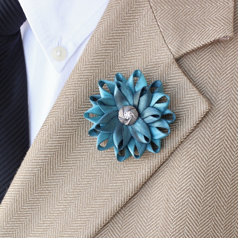 Mens Fashion Mens Lapel Flower Teal Lapel Flower for Men Etsy