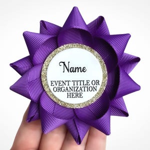 Corporate Event Pins, Custom Party Pins, Customized Special Event Name Badges, Custom Name Pins, Custom Personalized Name Badge, Purple