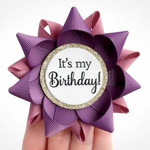 It&#39;s My Birthday Pin Gift Ideas for Her, Coworker Gift, Custom Color Birthday Party Decorations, Amethyst and Mauve