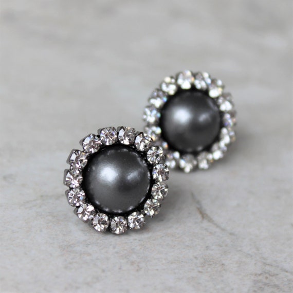 Dark Gray Earrings Gray Bridesmaid Earrings Gray Pearl | Etsy