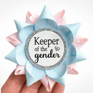 Gender Keeper Pin, Keeper of the Gender Pin, Pink and Blue Gender Reveal Party Decorations, Light Blue and Pale Pink