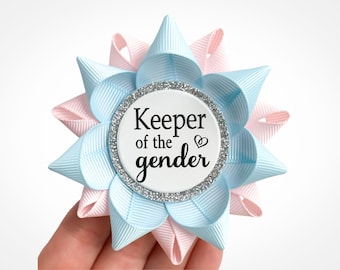 Keeper of the Gender Pin, Neutral Pink and Blue Gender Reveal Party Decorations, Light Blue and Pale Pink