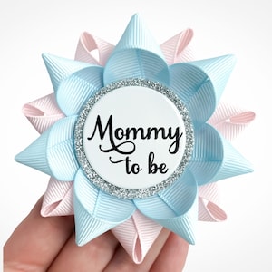 Handmade Mommy to Be Pin | Pink Blue Ribbon Corsage, Baby Shower Decorations