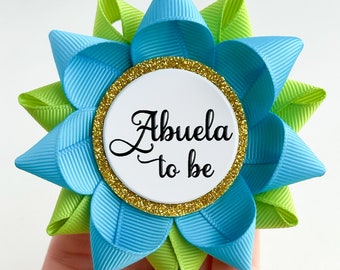 Abuela to be Pin, Abuela Gift, Tia Gifts, Spanish Baby Shower Decorations, Abuelita, Abuelo to be, Italian, Turquoise and Apple Green