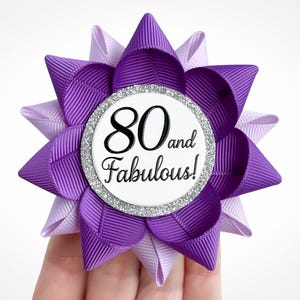 80th Birthday Gift Idea, 80th Birthday Pin Gift, 80 and Fabulous Pin, Eightieth Birthday Gifts, Purple and Lavender