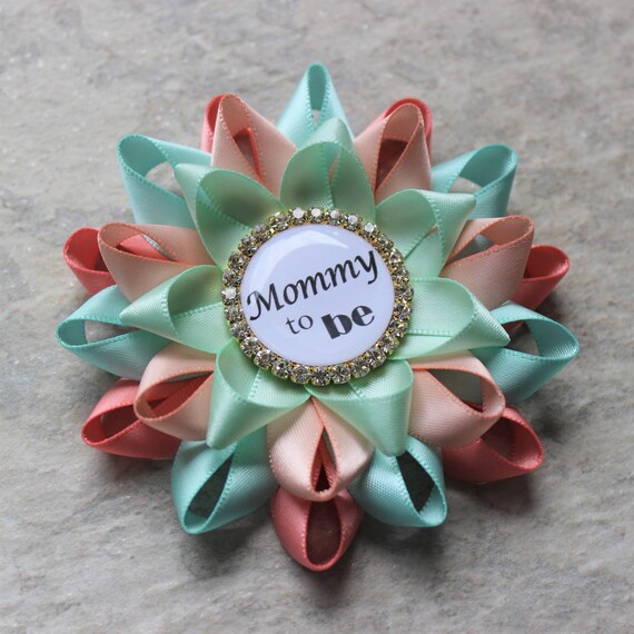 Gender Neutral Baby Shower Corsages Reveal Ideas Decorations Mommy To Be Pin New Mom C Aqua Peachy Pink Mint