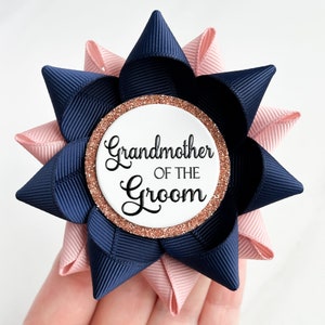 Grandmother Gift, Grandmother of the Groom Pin, Bridal Party Pins, Bridal Shower Gifts, Wedding Gift for Grandmother, Navy and Blush