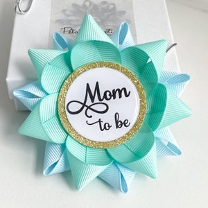 Aqua Baby Shower Mom to Be Pin Custom Baby Shower Favors - Etsy