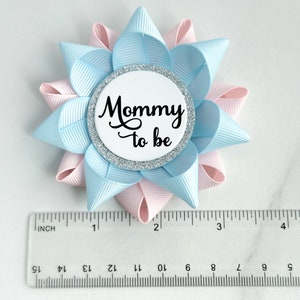 Mommy to Be Pin, Pink and Blue Gender Reveal Decorations, Gender Neutral Baby Shower, New Mom Gift, Light Blue and Pale Pink image 5