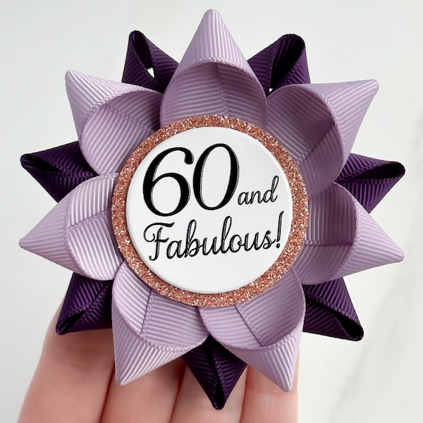 60th Birthday Gifts for Women, 60th Birthday Pin, 60th Birthday Gift for Mom, Sixtieth Birthday Party Decorations Thistle and Deep Purple