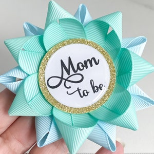Aqua Baby Shower Mom to Be Pin Custom Baby Shower Favors - Etsy