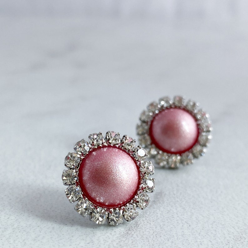 Vintage Pink Bridesmaid Jewelry Pierced or Clip On Earrings Vintage Pink Earrings Studs Made in USA Earrings Hypoallergenic Earrings