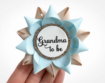 Blue and Brown Baby Shower Corsages, Baby Boy Shower Ideas, New Grandma Gift, Boy Baby Shower Favors, Mimi, Gigi, Light Blue and Tan
