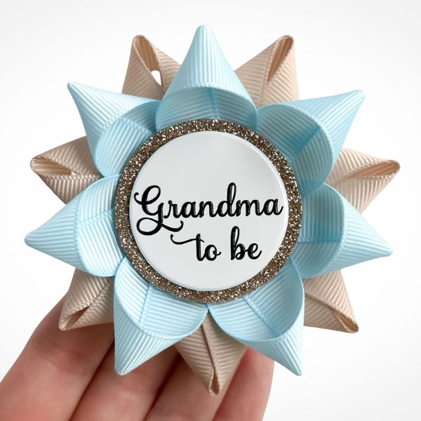 Blue and Brown Baby Shower Corsages, Custom Boy Party Favors for Grandma and Guests