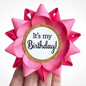 Its My Birthday Pin, Birthday Gift Ideas for Adults, Custom Ribbon Color Birthday Button, Party Decorations in Bright Pink and Fuchsia