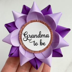 Purple and Gold Baby Shower Corsages, Purple Baby Shower Decorations, Baby Shower Favors, Great Grandma to Be Gift, Lavender and Purple