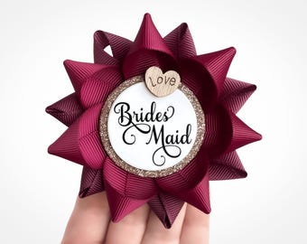 Fall in Love Bridal Shower Decorations, Party Favors and Gifts for Bridesmaids in Rustic Fall Colors, Wine and Burgundy with Love Heart