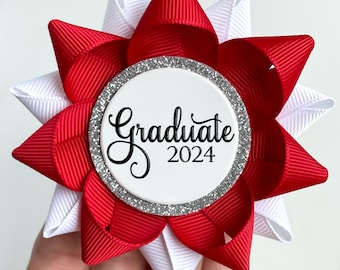 2024 Graduate Pin, Flowers for Graduate, Grad Gifts for Her, Graduation Party Decorations, Grad Corsage, Red and White