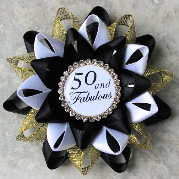 50th Birthday Pin 50 And Fabulous Pin 50th Birthday Party Etsy