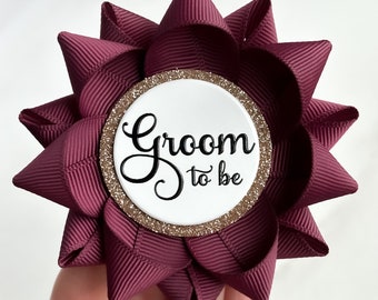 Groom Pin, Groom to be Pin, Bridal Party Gifts, Bridal Shower Favors for Guests, Gift for Groom, Boutonniere Pin, Burgundy