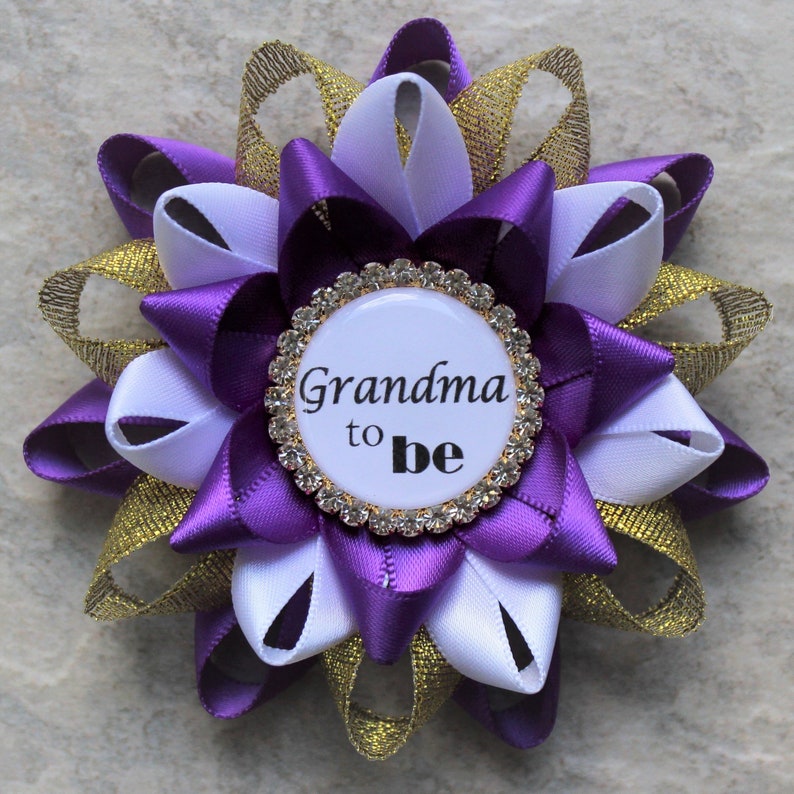 Purple And Gold Baby Shower Corsages Decorations Favors New Mom Gift Great Grandma To Be Aunt
