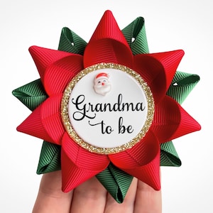 Santa Baby Baby Shower Decorations, Christmas Baby Shower Theme Pin Gift for Grandma to be and Guests in Red and Forest Green with Santa
