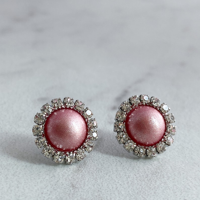 Vintage Pink Bridesmaid Jewelry Pierced or Clip On Earrings Vintage Pink Earrings Studs Made in USA Earrings Hypoallergenic Earrings