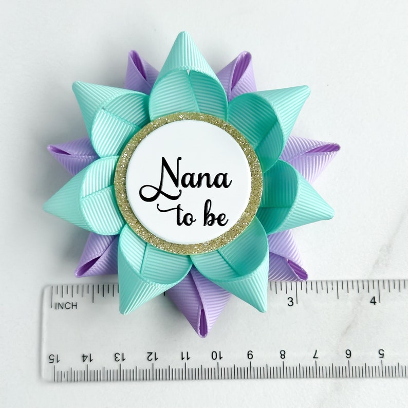 Gender Neutral Baby Shower Decorations, Boy or Girl Baby Shower Pins, Mommy to Be Gift, Pregnancy Reveal Pin, Aqua and Lavender image 5
