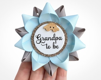 Race Car Baby Shower Decorations Custom Name Gifts, Finish Line, Baby on Board Theme, Little Hot Rod, Lt Blue and Gray with Wooden Car