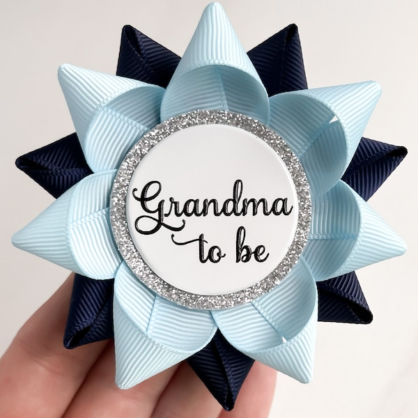 Boy Baby Shower Decorations, Blue Baby Shower Pins, Grandma to be Gift, New Grandma Gift, Mommy, Nana to be, Light Blue and Navy Blue