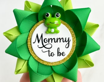 Frog Baby Shower Decorations, New Mommy Baby Shower Pin, Frog Theme Decorations, New Mom Gift, Kelly Green and Apple Green with Frog