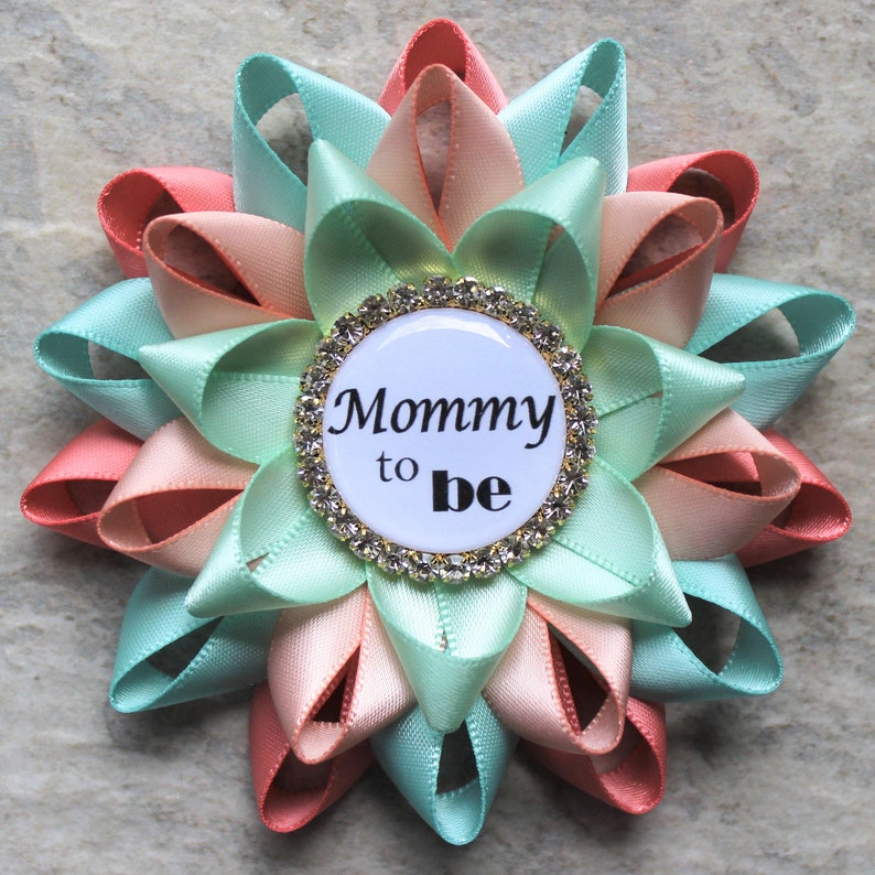 Gender Neutral Baby Shower Corsages Reveal Ideas Decorations Mommy To Be Pin New Mom C Aqua Peachy Pink Mint