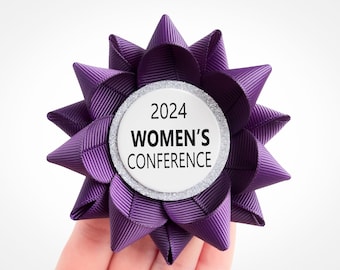 Personalized Name Badge, Custom Event Pins, Corporate Events Ribbon, Womens Conference Gift, Amethyst