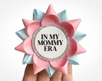 In My Mommy Era Pin, Eras Baby Shower Decorations, Swiftie Enchanted to Meet You Theme, Pink and Light Blue