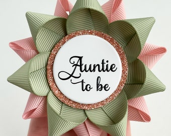 Auntie to be Pin, Gift for New Auntie, Baby Shower Pins, Olive and Pink Baby Shower Decorations, Great Aunt, Great Auntie, Olive and Blush