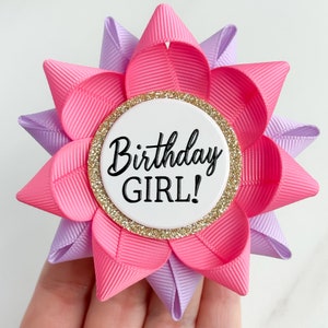 Birthday Girl Pin, Birthday Pin, Birthday Party Decorations, Birthday Gifts for Her, Keepsake Gift, Bright Pink and Lavender