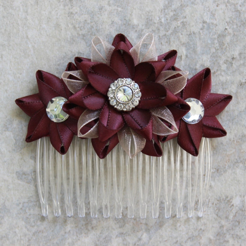 Burgundy Hair Accessory Burgundy Hair Flower Burgundy Flower Etsy