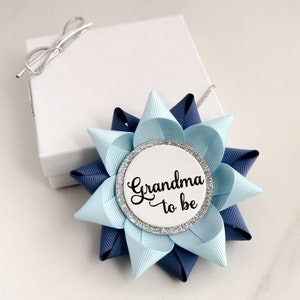 Blue Baby Shower Pins, Boy Baby Shower, Baby Boy Shower Ideas, Baby Shower Decorations, New Grandma Gift, Light Blue and Denim Blue image 3