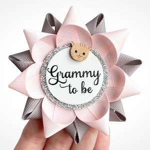 Purrfect Little One Baby Shower Theme Pin in Pink and Gray with Kitty Cat, Purrfectly Precious Party Favors, Pale Pink and Gray with Kitten